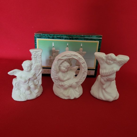 Christmas JOY Angel Candle Holder Set of 3 Jade Collection - Picture 2 of 12